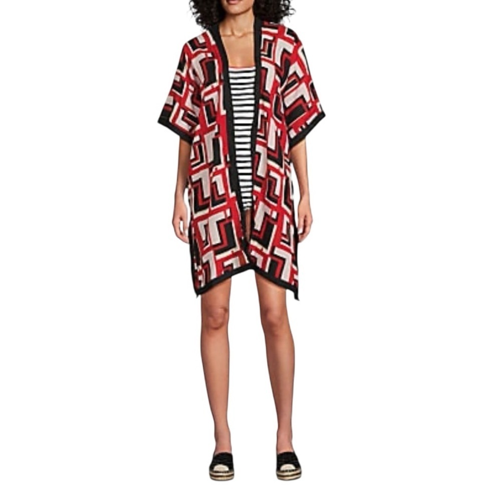 Karl Lagerfeld Paris Double L Colorblock Cover Up Red & Black NWT O/S - Picture 2 of 7